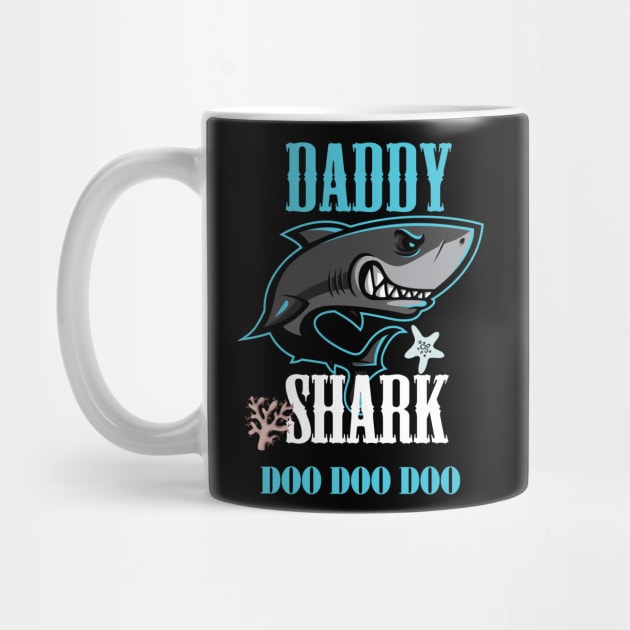 Cute Daddy Shark T-shirt by Diannas